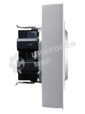 Розетка 2-местная IEK BRITE РС12-3-БрА с заземлением, без защитных шторок, 16А в сборе, алюминий