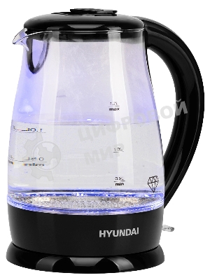 Чайник электрический Hyundai HYK-G2011 1.7 л, 2200 Вт, черный (корпус: стекло)