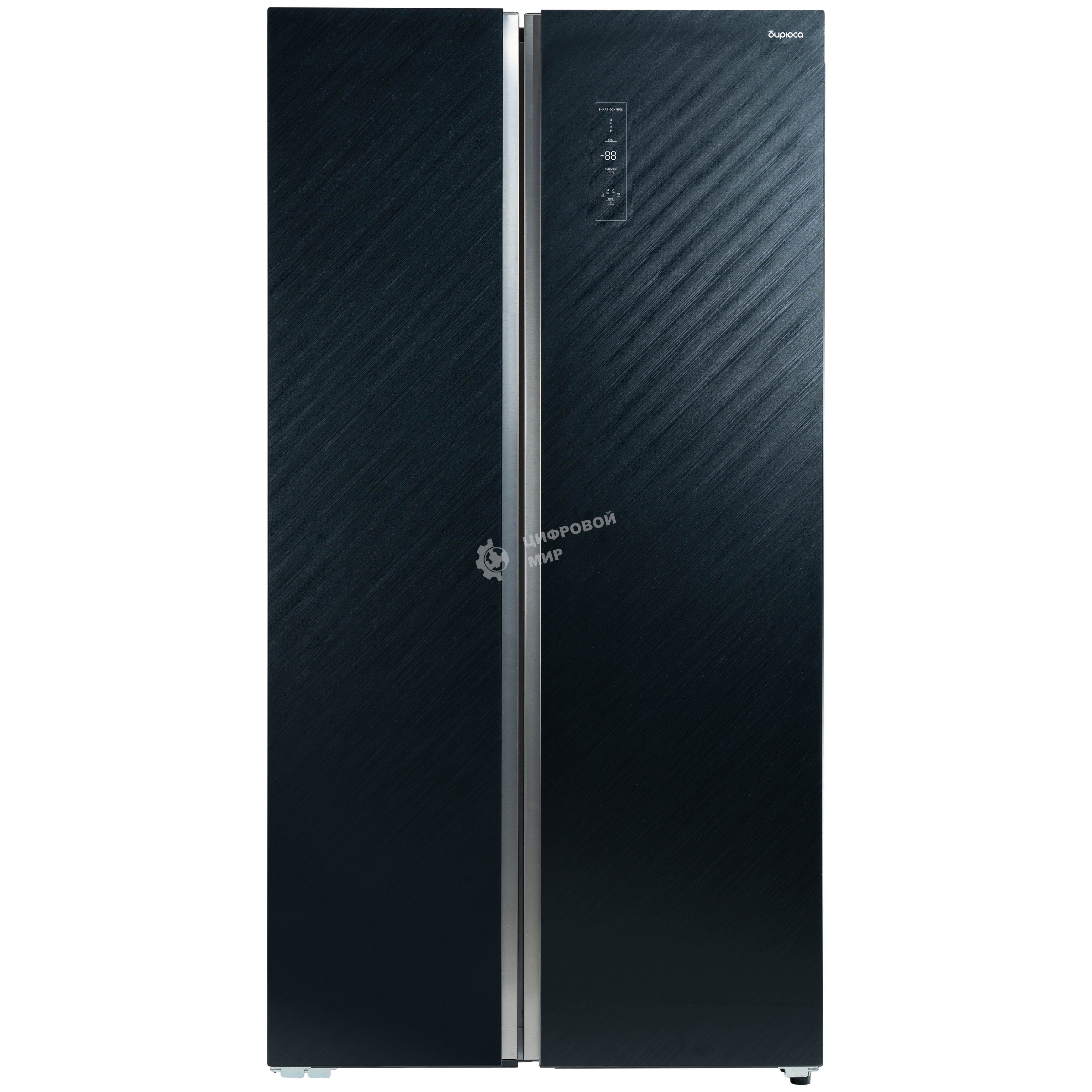 Холодильник Бирюса SBS 541 TBG текстурированное черное стекло двухкамерный 343/198 л морозилка слева, NoFrost, Side-by-side