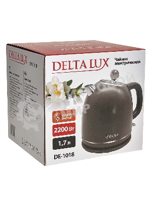 Чайник электрический Delta LUX DE-1018 (1,7 л. металл/пластик) серый