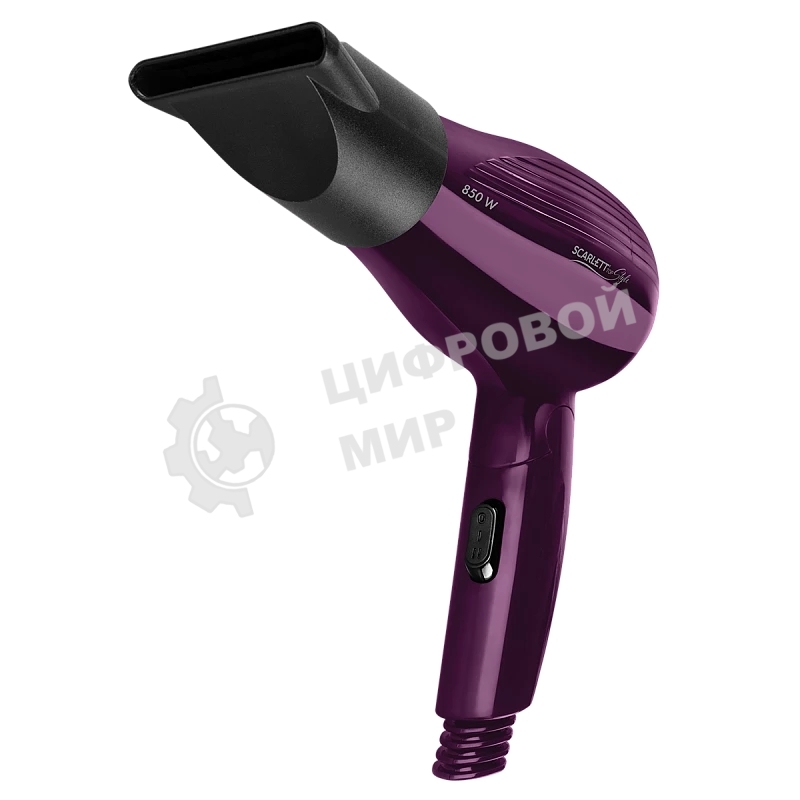 Фен Scarlett SC-HD70T24 фиолетовый/черный, 850 Вт, компактный