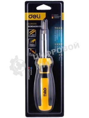 Многофункциональная отвертка 6-в-1 Deli DL260206 В комплекте биты SL5, SL6, PH1, PH2