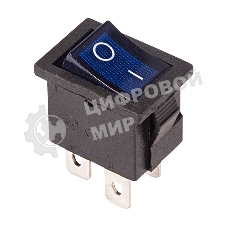 Выключатель клавишный Rexant 250V 6А (4с) ON-OFF синий с подсветкой Mini