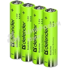 Батарейка алкалиновая Defender LR03-4S ААА, шринк, 4 шт., EcoLine