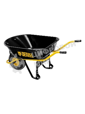 Тачка строительная Denzel усиленная, объем 130 л, 230 кг, колесо 15х6.00-6