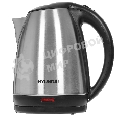 Чайник электрический Hyundai HYK-S1030 1.7 л, 2200 Вт, серебристый матовый/черный (корпус: металл)