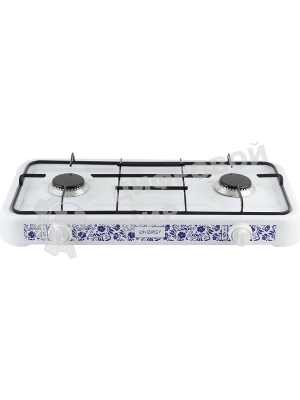 Плита настольная газовая Energy EN-002 белый, 6,4 кВт, газовая горелка, конфорки - 2, эмалированная сталь, поворотные переключатели