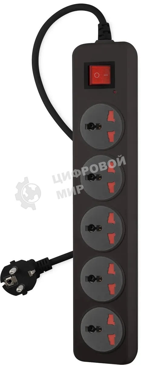 Сетевой фильтр Buro 500UNH-5-BG 5 м, 5 розеток, черный/серый, коробка