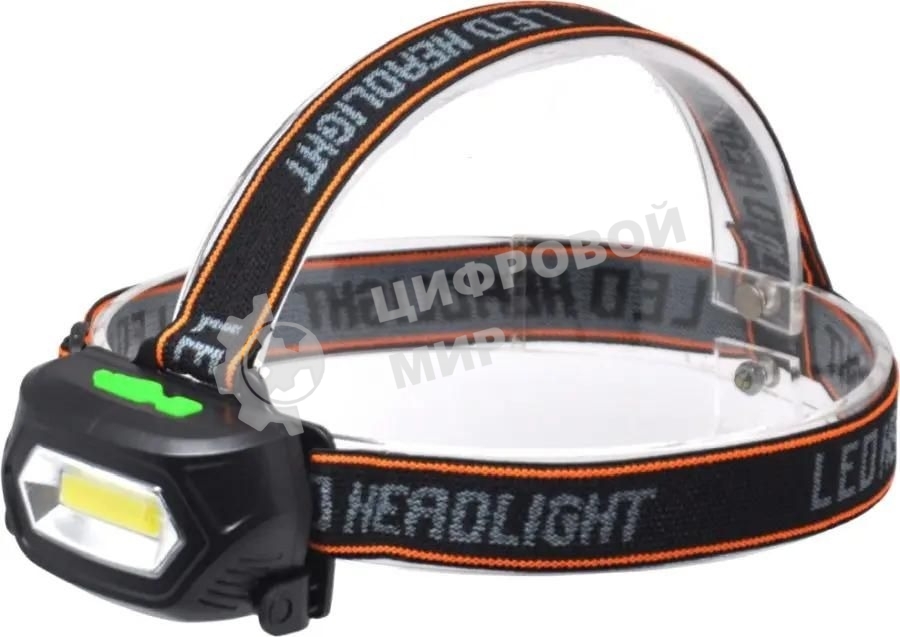 Фонарь налобный Gauss GFL409 черный 5Вт лам.:светодиодный встроенный аккумулятор