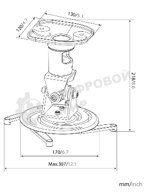Кронштейн для проектора Cactus CS-VM-PR01-BK черный макс.10кг настенный и потолочный поворот и наклон