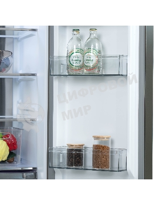 Холодильник Бирюса CD 496 TCG текстурированное серое стекло трехкамерный 334/162л морозилка снизу, NoFrost, Side by Side