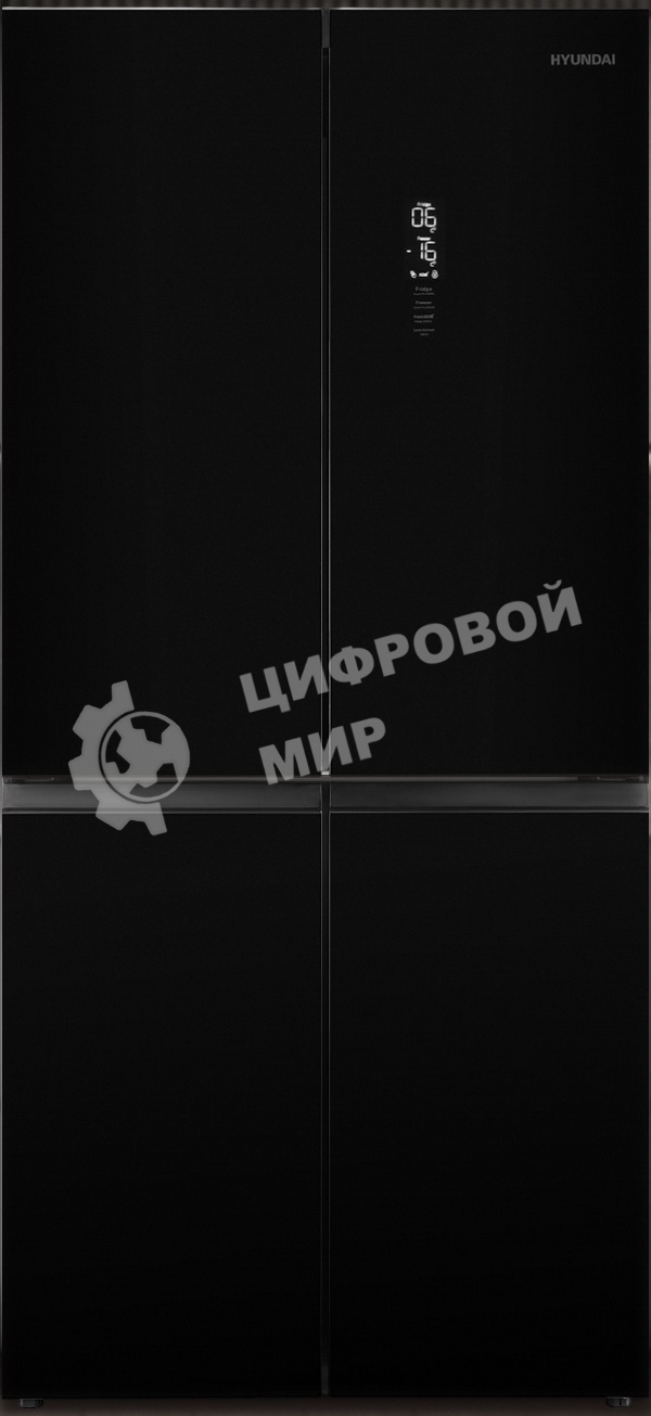 Холодильник Hyundai CM45083F черный трехкамерный 289/144л морозилка снизу, No Frost, Side by Side