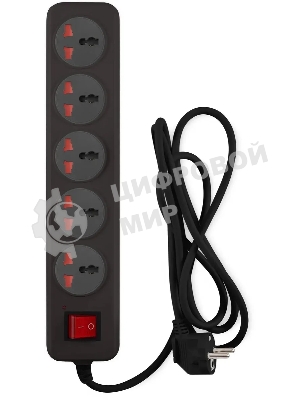 Сетевой фильтр Buro 500UNH-5-BG 5 м, 5 розеток, черный/серый, коробка