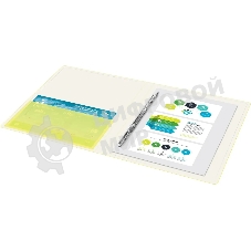 Папка с металлическим пружинным скоросшивателем Бюрократ Double Neon DNE07PYEL A4, пластик, 0.7мм корешок 27мм, карман продольный внутренний, желтый