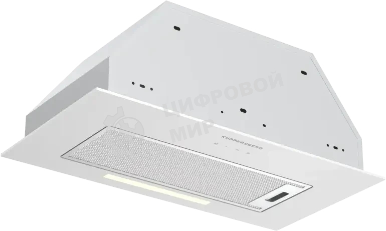 Встраиваемая вытяжка Kuppersberg INTOUCH 60 WG, High-Tech, 54 см, сенсорное управление, 3 скорости, 650 м3/ч, периметральное всасывание, LED освещение, угольный фильтр KFS-1 (опция), уровень шума 51 дБ, белый