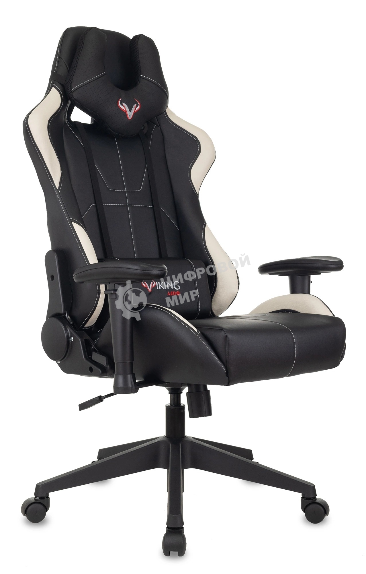 Кресло Бюрократ VIKING 5 AERO WHITE черный/белый, экокожа, 120 кг, механизм качания