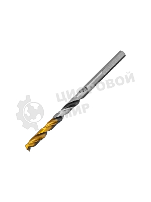 Сверло спиральное по металлу Denzel 5 x 86мм, Р6М5, Golden Tip, многогранная заточка