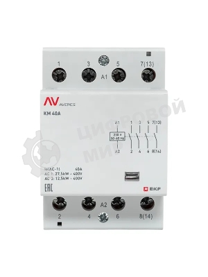 Контактор модульный КМ 40А 4NO 230В AC (3 мод.) AVERES EKF km-av-3-40-40-230V