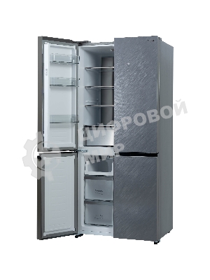 Холодильник Бирюса CD 496 TCG текстурированное серое стекло трехкамерный 334/162л морозилка снизу, NoFrost, Side by Side