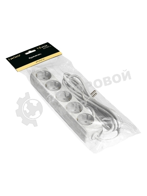 Удлинитель ExeGate ECE-5-1.8W (EX285821RUS), белый, 1,8 м, евровилка с заземлением, 5 евророзеток с заземлением, 2200 Вт