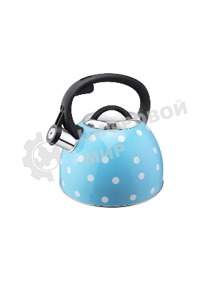 Чайник для плиты со свистком MALLONY Maestria 2,5 л, голубой в белый горошек, из нержавеющей стали