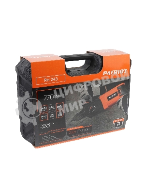 Перфоратор Patriot RH 243, SDS+, мощность 770 Вт, 2.6 Дж, 3 режима работы, макс.диаметр 24мм, глубиномер, кейс
