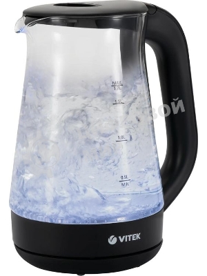 Чайник электрический Vitek VT-8803 1.7 л, 2200 Вт, черный корпус: стекло