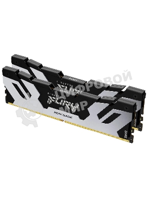 Оперативная память Kingston Fury Renegade, DDR5, 32GB (2x16GB), 6400MHz, CL32, DIMM, с радиатором, серебристый/черный