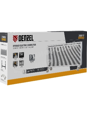 Конвектор электрический гибридный Denzel HybridX-2000 белый, 2000 Вт, 30 м2, термостат, дисплей