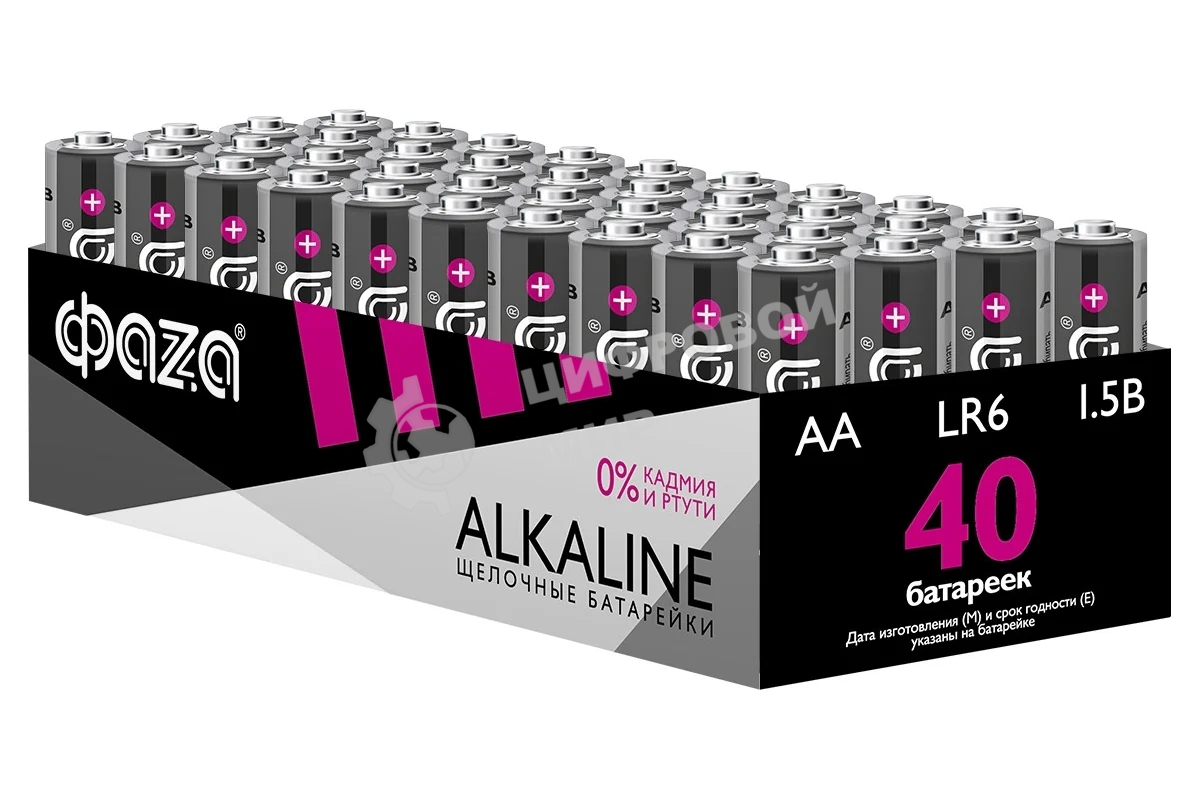 Элемент питания щелочной LR6 Alkaline Pack-40 (уп.40шт) ФАZА 5023017, 1.5 В