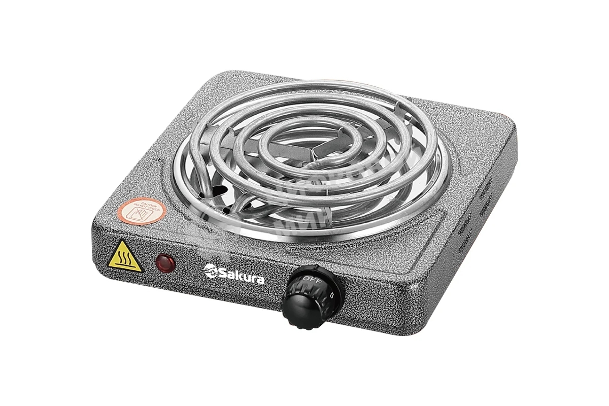 Плита настольная электрическая Sakura ПЭ-08 1500Вт 150мм 1конф/спир графит