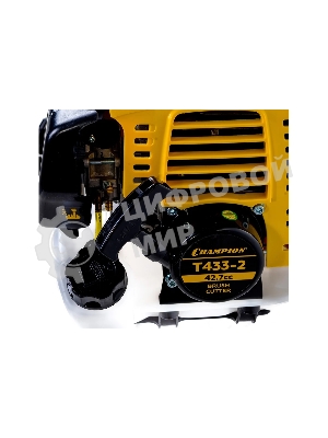 Триммер бензиновый Champion T433-2 переносной 2х тактный двигатель, 43 см³, 1.7 л.с. ширина скашивания: 40 см в комплекте: леска (3 мм), нож, плечевой ремень вес: 8.3 кг бак на 0.95 л прямая штанга уровень шума 102 дБ