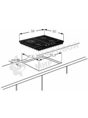 Газовая варочная панель встраиваемая Monsher MKFG 60 G-GFT черный