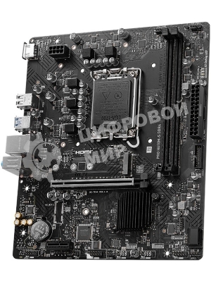 Материнская плата MSI PRO H610M-S DDR4, LGA 1700, Intel H610, 2xDDR4, 2xSATA, 1xM.2, 1xPCIe 4.0 x16, 1xPCIe 3.0 x1, 1xHDMI, 1x1Gb LAN, 4xUSB 2.0, 2xUSB 3.2 Gen 1, 3x3.5 мм, 7.1, Micro-ATX