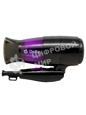 Фен Delta DL-0907 черный/фиолетовый, 1400 Вт, компактный