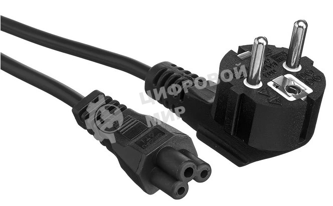 Кабель питания ноутбуков ExeGate Power PC5-0,5P (Евровилка Schuko->C5, VDE-250V-3*0.5мм2, медь, черный, 6A, 0.5м)