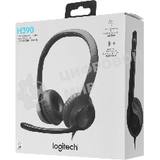 Гарнитура Logitech H390 чёрный, проводная, USB