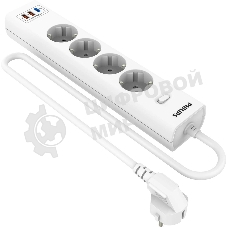 Сетевой фильтр Philips CHP4346WC/51, 5м, 4 розетки, белый