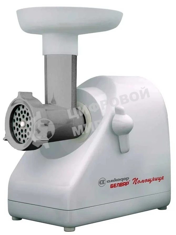 Мясорубка электрическая Белвар Помощница КЭМ-П2У 304-04 белый, 1500 Вт, 0.4 кг/мин, реверс, насадки - 6