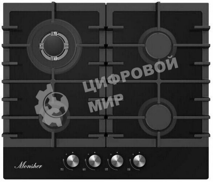 Газовая варочная панель встраиваемая Monsher MKFG 60 G-GFT черный