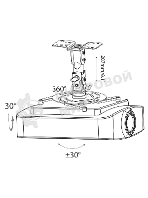 Кронштейн для проектора Cactus CS-VM-PR04-AL серебристый макс.10кг настенный и потолочный поворот и наклон
