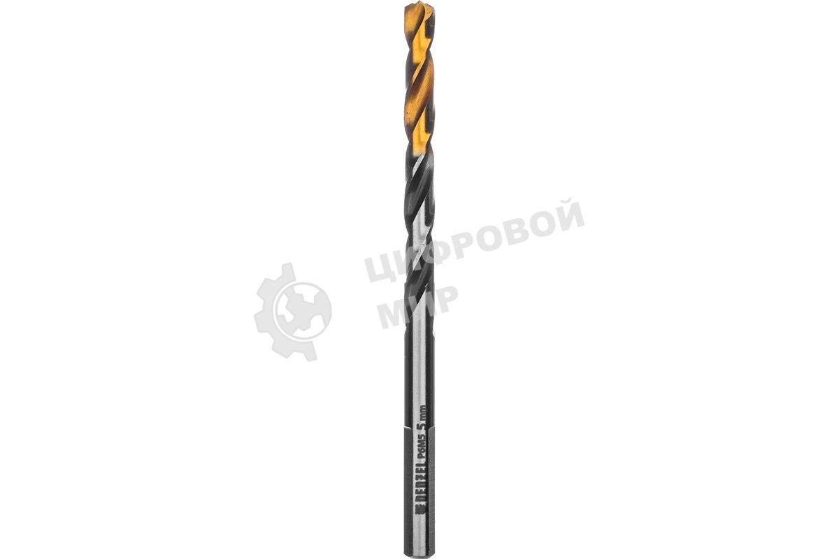Сверло спиральное по металлу Denzel 5 x 86мм, Р6М5, Golden Tip, многогранная заточка