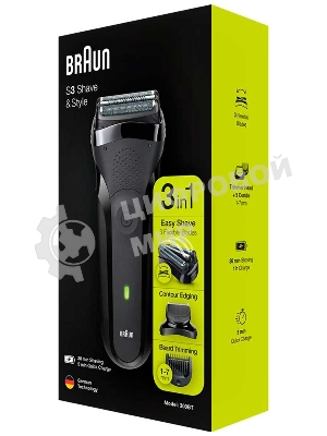 Электробритва Braun S3 300BT черная сухое бритье с триммером для бороды тип 5408