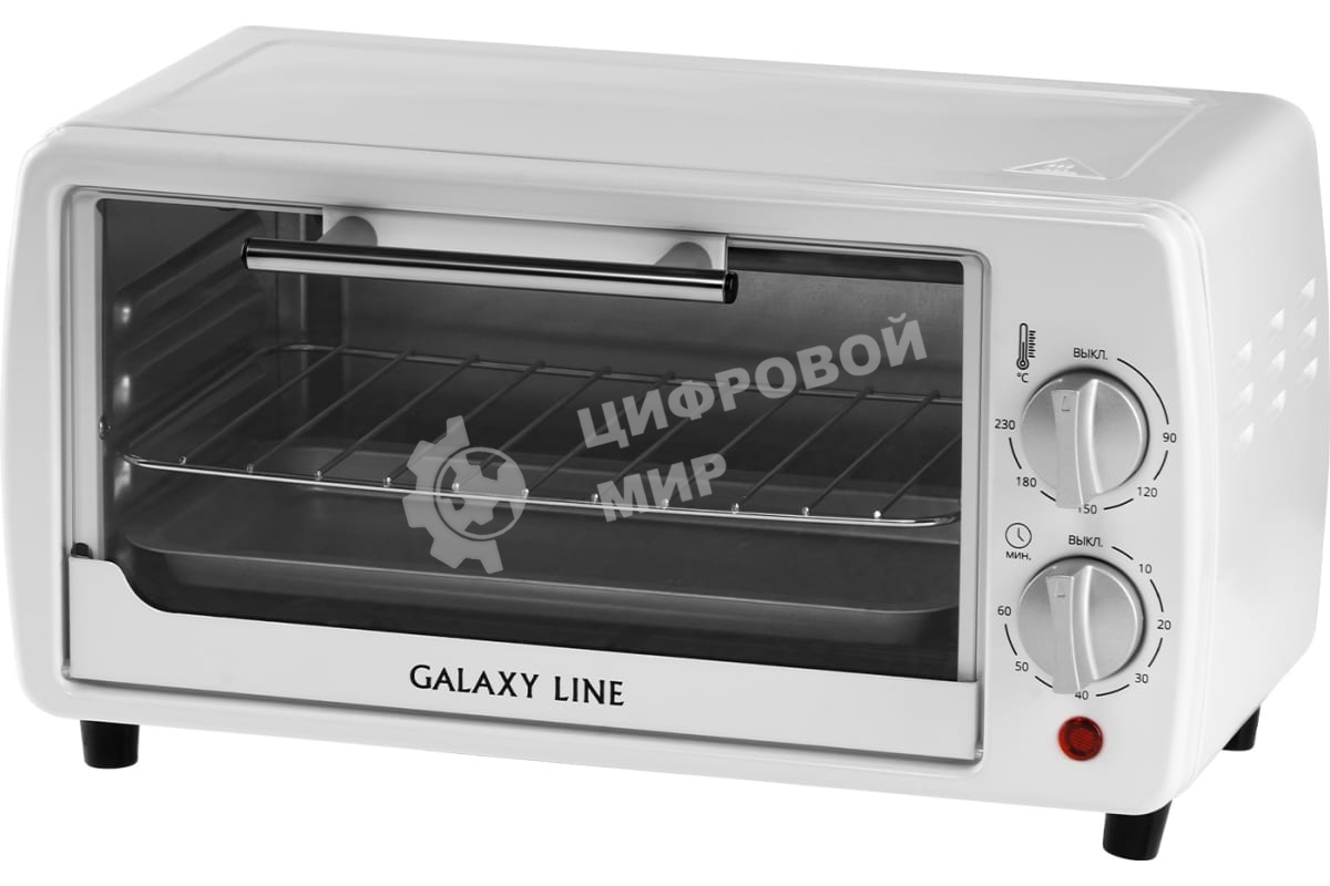 Мини-печь Galaxy Line GL 2625, белый, 8 л, 1000 Вт, таймер на 60 минут, индикатор работы, автоотключение