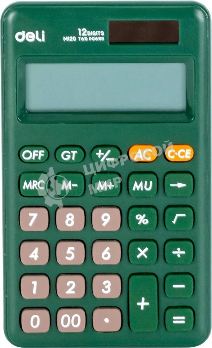 Калькулятор карманный Deli EM120GREEN зеленый 12-разр.
