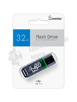 Флешка USB Smartbuy Glossy series Dark Grey (SB32 GbGS-DG), 32Gb, USB 3.0, R/W 75/25, темно-серый