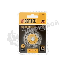 Щетка для дрели Denzel 50 мм, плоская, со шпилькой, нержавеющая витая проволока