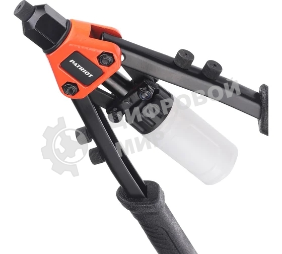 Заклепочник PATRIOT RDP 280, двуручный, компактный, контейнер, заклепки (по 15шт х 2,4-3,2-4,0-4,8 мм)