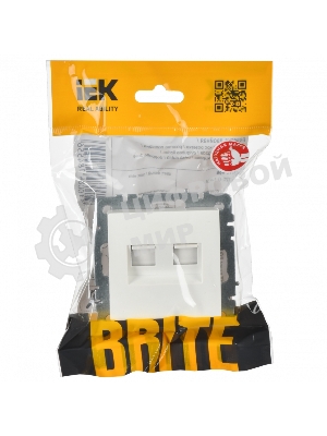 Розетка компьютерная двойная IEK BRITE РК10-2-БрБ RJ45 кат.5E белый