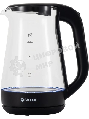 Чайник электрический Vitek VT-8803 1.7 л, 2200 Вт, черный корпус: стекло